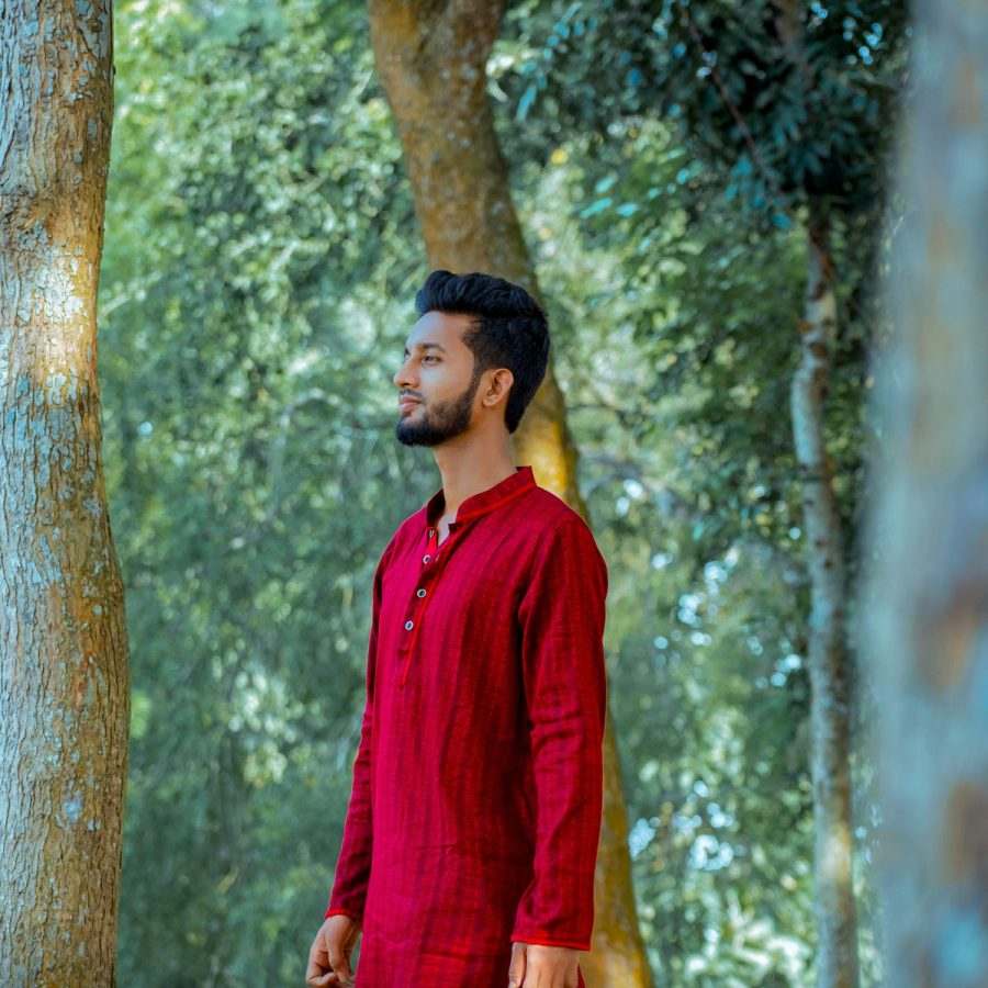Crimson Red Eid Panjabi